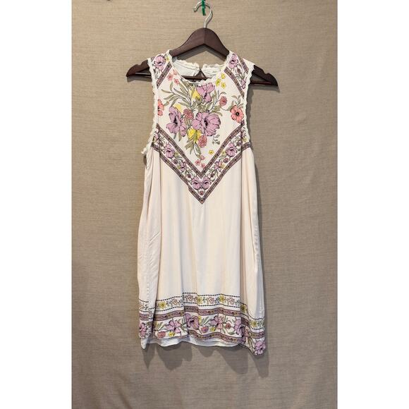 Skylar + Jade Dresses & Skirts - Skylar & Jade Juniors‎ XL Cream Floral Border Print Sleeveless Dress Boho